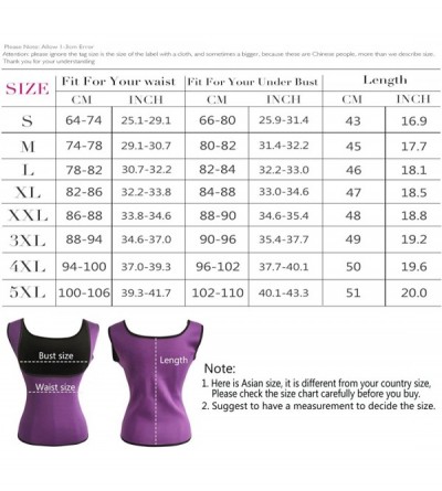 Shapewear Women's Hot Sweat Slimming Neoprene Shirt Vest Body Shapers for Weight Loss Fat Burner Tank Top - Purple - CV197QHX...