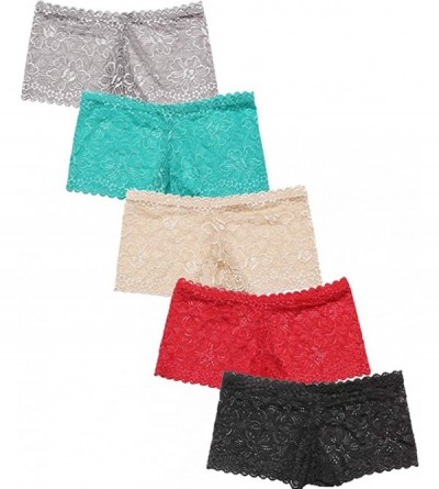 Panties Women's lace Underwear Boyshort Panties Hipster-Panty 5 Pack - 5-pack - CH18O6CQNHU $13.52