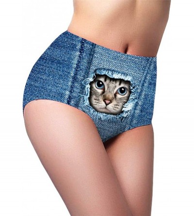 Panties Women Sexy Hipster Panties Seamless Low-Rise Panty Soft Stretch Bikini Underwear - 1pcs Demin Cat Print 3 - CO18MGAK0...