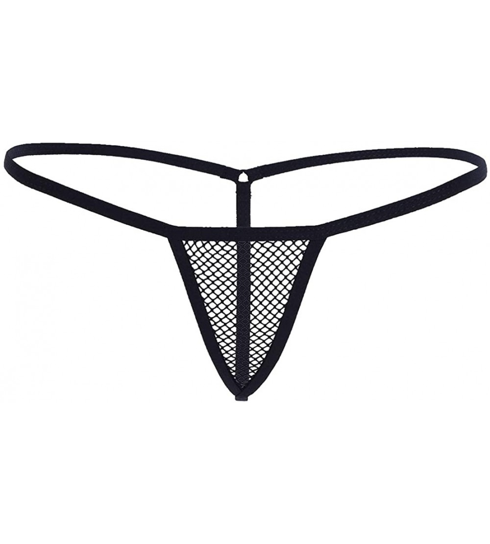 Panties Sexy Women's Mesh Fishnet Thongs G-String T Back Underwear - Black Mesh - CT18C4NAS9W $15.54