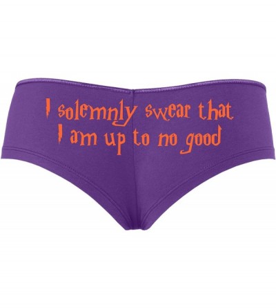 Panties I Solemnly Swear That I Am up to No Good Purple Boyshort Panties - Orange - CL18STU35Y6 $14.34