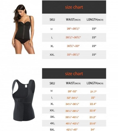 Shapewear Women Sauna Suit Sweat Vest Neoprene Waist Trainer Corset for Weight Loss Velcro Belt Workout Tank Top - Black - C7...