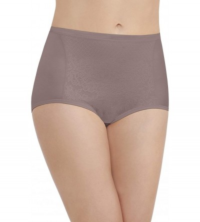 Panties Women's Smoothing Comfort Brief Panties with Rear Lift - 2 Ply - Walnut Lace - CE120Q2XEL5 $9.89