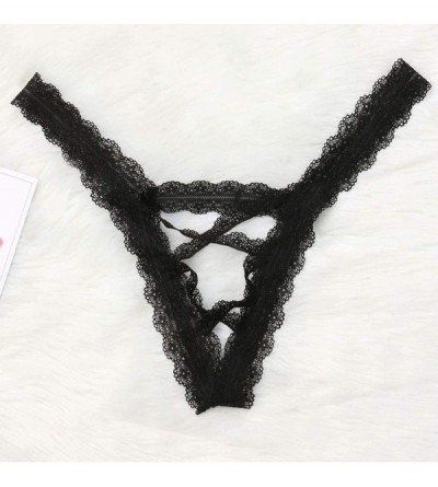 Panties Sexy Lingerie Thongs for Women- Sexy Lingerie G-String T String Thongs Knickers Bandage Panties Briefs - Black 3 - CY...