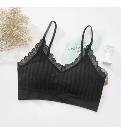 Camisoles & Tanks Fashion Women Traceless Tops with Bra Thin Strap Bandeau Tubes Vest for Women Lady Girl - Black - C0198R8R6...