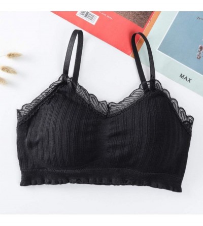 Camisoles & Tanks Fashion Women Traceless Tops with Bra Thin Strap Bandeau Tubes Vest for Women Lady Girl - Black - C0198R8R6...