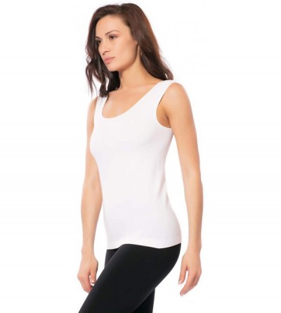 Camisoles & Tanks Women's Camisole Basic Layering Tank Top Wide Strap Stretch Slimming Camisole Underwear T-Shirts - White_ri...