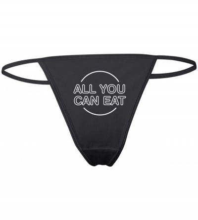 Panties I Swallow Funny Sexy Slutty Women's Cotton Spandex Thong Bikini - Black-all - CN198GUQWHW $16.65