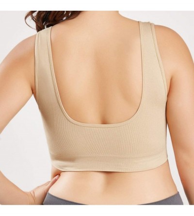 Camisoles & Tanks Sports Bras for Women- Seamless Wire-Free Bra Comfortable Yoga Bra with Removable Pads Sleeping - Beige - C...
