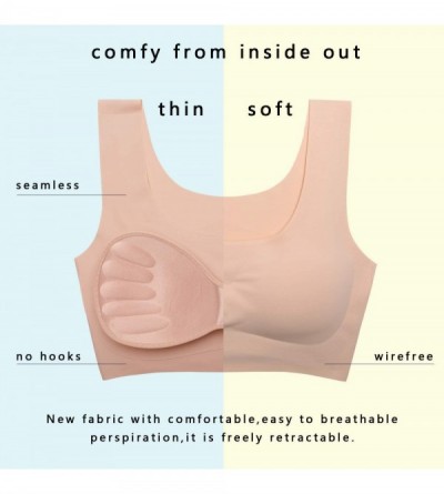 Bras Plus Size Ice Silk Comfort Bra for Women Sleep Leisure Sports Yoga - Black+pink - CT190G2GKLO $19.94