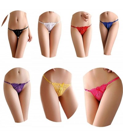 Panties Women's Tassels Bowknot Ribbons Sexy Lace Thongs Panties Adjustable G-String Underwear - Multicolor - CC1987NHHRE $17.14