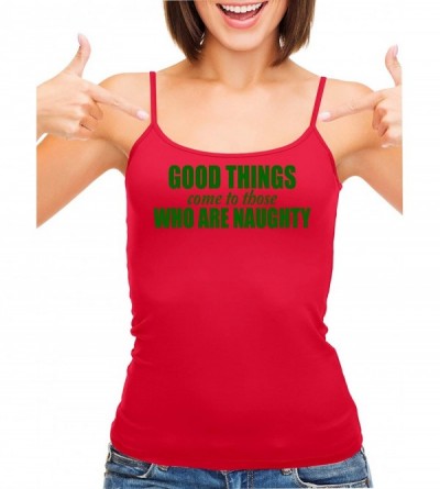 Camisoles & Tanks Good Things Come to Those Who Naughty Red Camisole Tank Top - Green - CK197R94H5X $25.52
