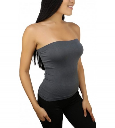 Camisoles & Tanks Women's Sexy Sleek & Slimming Layering Bandeau Strapless Tube Top - Charcoal Grey - CM18XDYXNW3 $13.44