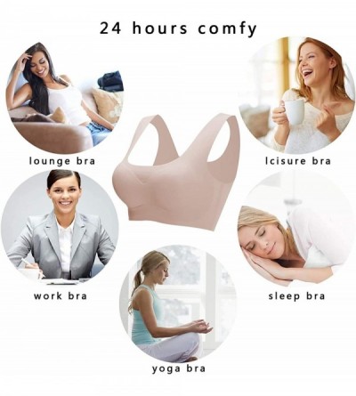 Bras Plus Size Ice Silk Comfort Bra for Women Sleep Leisure Sports Yoga - Black+pink - CT190G2GKLO $19.94