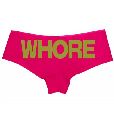 Panties Whore Pink Boyshort Underwear Slut Panties BDSM Owned DDLG - Gold - CX18LTKR0NR $14.44