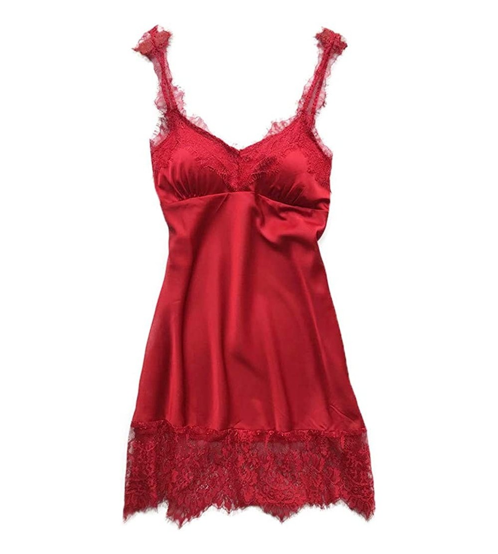 Baby Dolls & Chemises Lingerie for Women Plus Size Women Solid Lace Teddy Lingerie Sexy Deep V Neck One Piece Nightdress Unde...