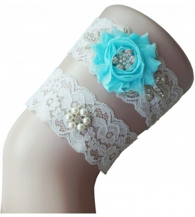 Garters & Garter Belts Women's Lace Edge Lace Bridal Garters Wedding Garters with Pearl - Light Blue - C4186RYA6GR $19.32