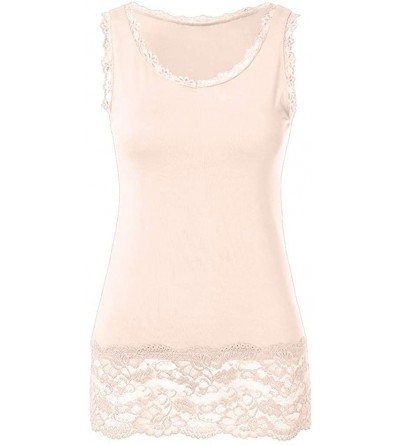 Shapewear Women's Fashion Sleeveless Lace Patchwork Tank Tops Beach Wear Blouse - Pink - CW18T2WRY4Y $10.89