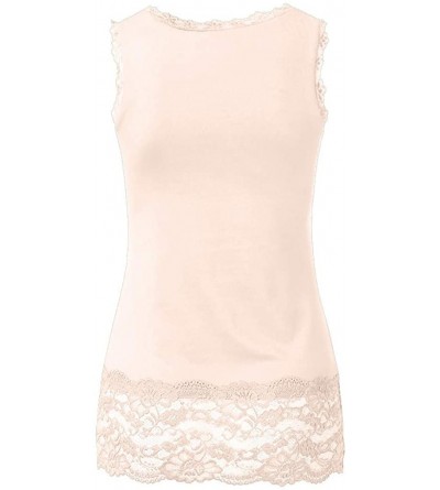 Shapewear Women's Fashion Sleeveless Lace Patchwork Tank Tops Beach Wear Blouse - Pink - CW18T2WRY4Y $10.89