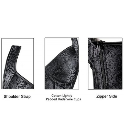 Shapewear Women Sexy Boned Lace up Corsets and Strap Bustiers Top Overbust Shaper - Black - CP1953QR6RY $17.67