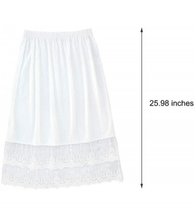 Slips Women's Lace Extender Mini Lace Skirts Half Slip Extra Length Plus Size - 1* (Knee Length) White - C71938Q8IK5 $8.75