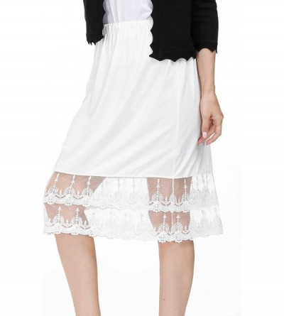 Slips Women's Lace Extender Mini Lace Skirts Half Slip Extra Length Plus Size - 1* (Knee Length) White - C71938Q8IK5 $8.75