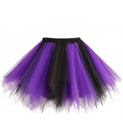 Slips Women's 1950s Vintage Tutu Petticoat Ballet Bubble Skirt (26 Colors) - Black Purple - CS18AQAS54T $17.02