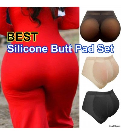 Shapewear Push Up 100% Silicone Butt Pads Buttocks Enhancer Body Shaper Tummy Control Panty Set - Beige - CC18DATZ3HG $26.24