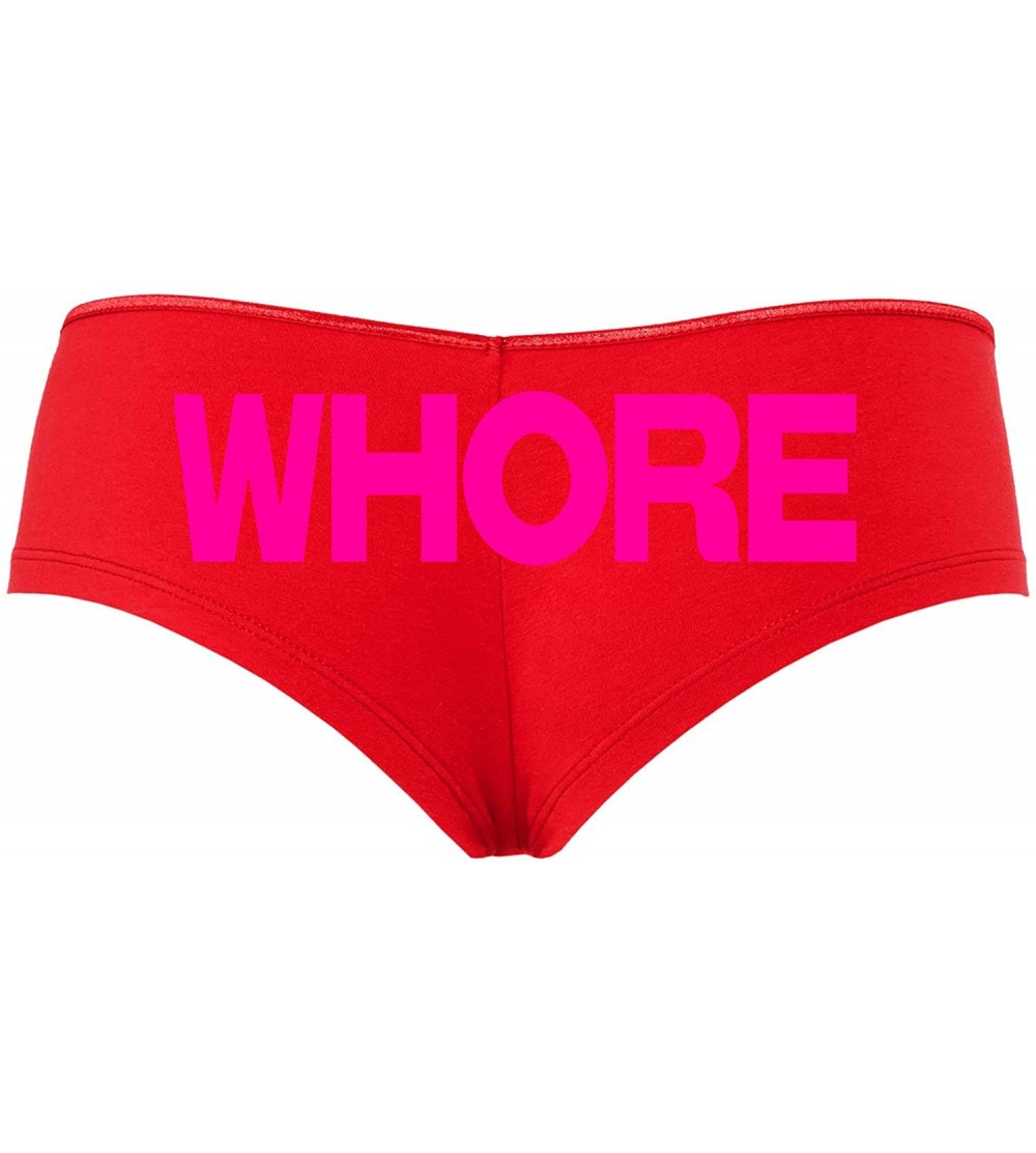 Panties Whore Boyshort Underwear Slut Panties BDSM Owned DDLG - Hot Pink - CX18SQDQKCW $16.92