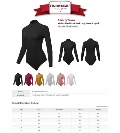 Shapewear Women's Wide-Ribbed Mock Neck Long Sleeve Bodysuit - Fewbsl0011 Offwhite - CD192QOEW5I $16.22
