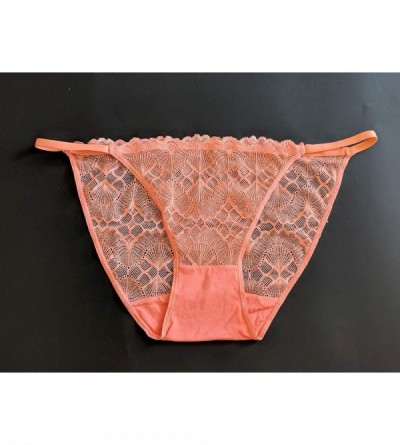 Panties Women's Lace String Bikini Panties - 2 Set Pack - Cerulean & Coral - CL18AOGNXG8 $17.49