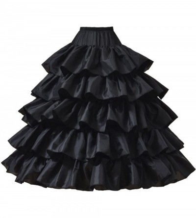 Slips 6 Layers Wedding Ball Gown Petticoat Skirt 4 Hoops Slip Crinoline Underskirt - Black - CF18C50MGXR $37.68