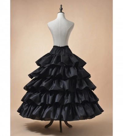Slips 6 Layers Wedding Ball Gown Petticoat Skirt 4 Hoops Slip Crinoline Underskirt - Black - CF18C50MGXR $16.64
