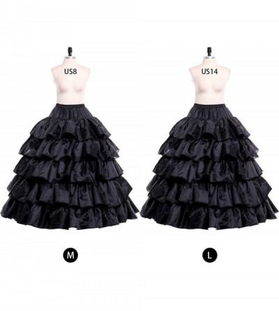 Slips 6 Layers Wedding Ball Gown Petticoat Skirt 4 Hoops Slip Crinoline Underskirt - Black - CF18C50MGXR $16.64