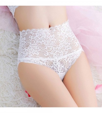 Panties Women's High Waist Lace Panties Comfortable Underwear with High Elastic - White a - CY18I6NDEMI $15.56