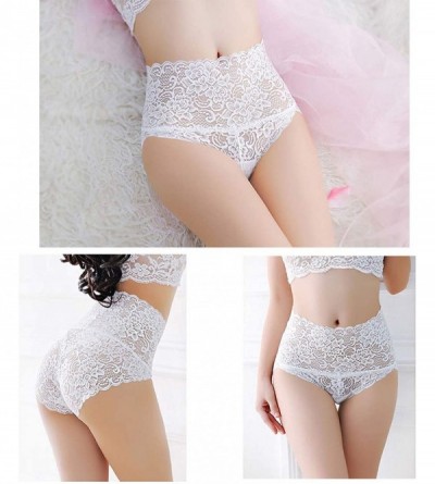 Panties Women's High Waist Lace Panties Comfortable Underwear with High Elastic - White a - CY18I6NDEMI $15.56