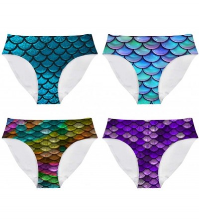 Panties Elastic Sexy Seamless Underwear Triangle Bikini Bottom for Women Ladies - 4 Packs Mermaid - CQ18QGKQSZL $27.08