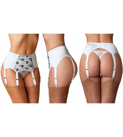 Garters & Garter Belts 6 Strap Floral Lace Garter Belt for Stockings (PL4) [USA] - CY11B4CYC81 $35.60