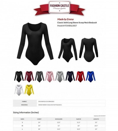 Shapewear Women's Classic Rib Long Sleeve Scoop Neck Bodysuit - Fewbsl0007 Black - CF18OWARRY9 $13.37
