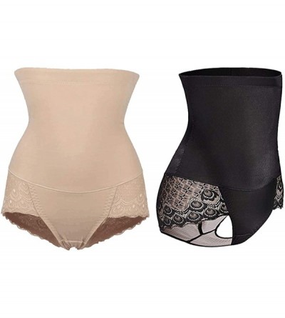 Shapewear 2 Pack Strapless Body Shaper High Waist Tummy Control Butt Lifter Panty Slim - Beige+black - CQ18T07WXI5 $14.01