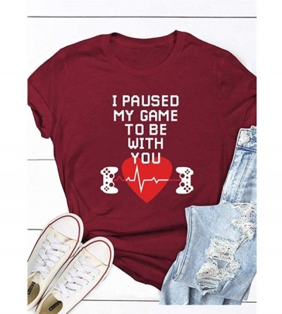 Shapewear Women's Valentine Shirt- Adeliberr Heart-Shaped Cute Graphic Print Shirt Shirt T-Shirt Short Sleeve - D8-wine - CT1...