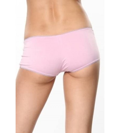 Panties Mauve Lavender Trim Stretch Boy Short Ladies Panty - Mauve/ Lavender - C1118QIMDFZ $12.30