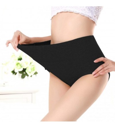 Panties Womens Underwear Cotton Soft Breathable High Waist Briefs Underpants Multipack Ladies Panties - 6p-black - C918ZEGZ5U...