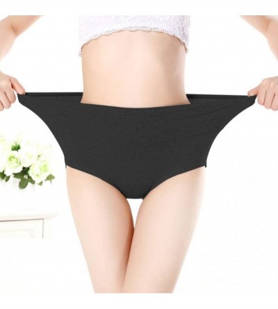 Panties Womens Underwear Cotton Soft Breathable High Waist Briefs Underpants Multipack Ladies Panties - 6p-black - C918ZEGZ5U...