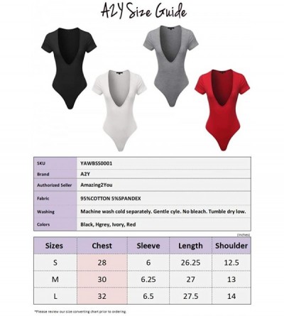 Shapewear Women's Lightweight Deep V-Neck Ribbed Short Sleeve Bodysuit - Yawbss0001 Heather Grey - CB18UYMRUSR $17.00
