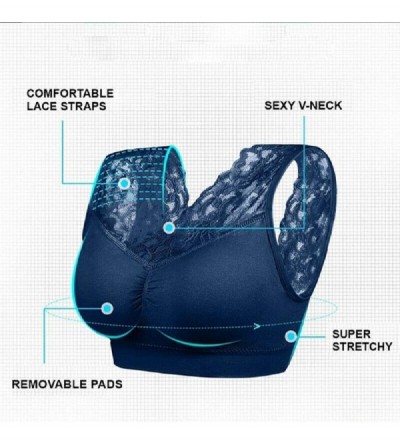 Bras Push Up Comfort Super Elastic Breathable Nylon Lace Bra - Black+blue - CV19DNYDZ6U $20.12