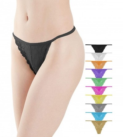 Panties Sexy Lace G String Pack of 10- Assorted Different Lace Pattern & Colors - 10 Pack Assorted - CX198GS39X8 $13.41
