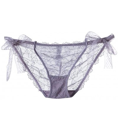 Slips Womens Lace See Through Briefs Strappy Comfortable Seamless Panties Lingerie Underpant - Purple - CG1953RR6K8 $11.25