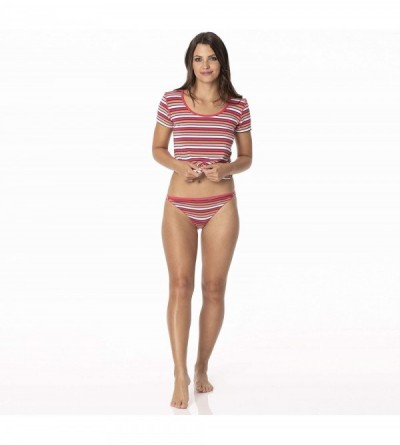 Panties Womens Wear Print Bikini Brief - Red Ginger Stripe - CZ194UEA530 $19.98