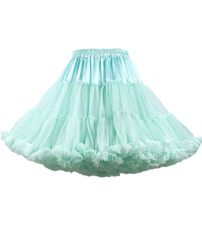 Slips Women's A Line Ruffle Tutu Petticoats Candy Color Puff Crinoline - Mint - C212L8I9O1P $21.38
